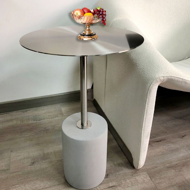 Iron End Table 15.7" Long Mid-Century Round Side Table in Grey