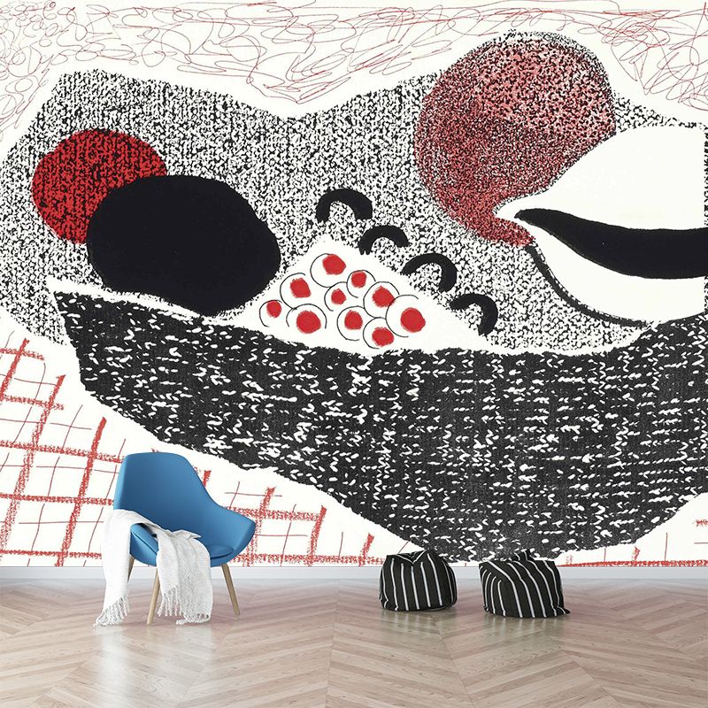 Black-Red Sacks Mural Decal Moisture Resistant Artistic Bedroom Wall Covering, Custom Size