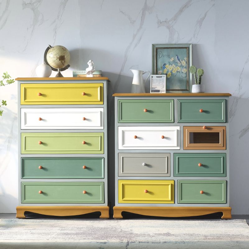 Coastal Storage Chest Solid Wood Storage Chest Dresser with 5/8 Drawers