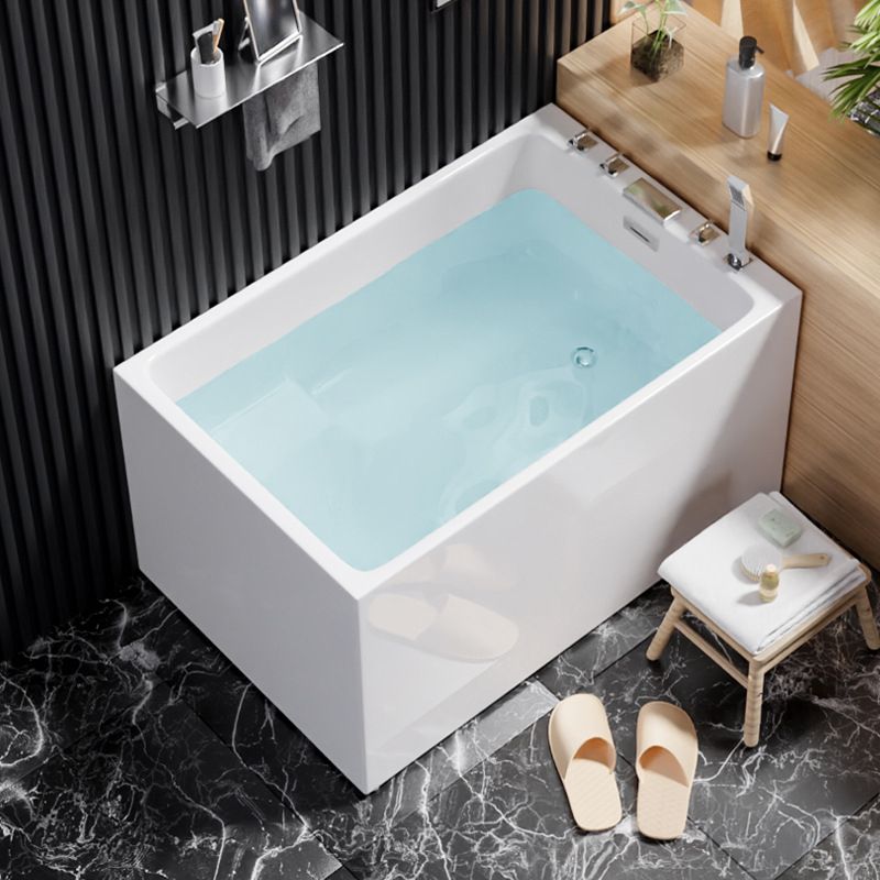 White Back to Wall Soaking Bathtub Contemporary Rectangular Acrylic Bath Tub