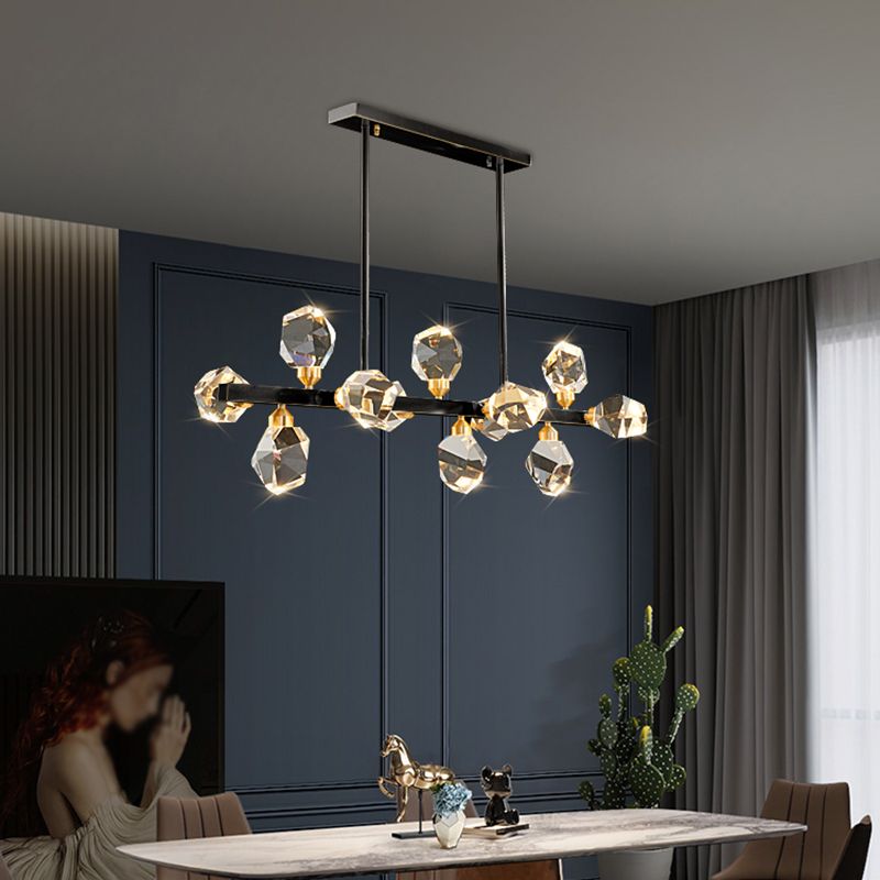 Multi-Light Island Lighting Modern Style Geometric Shape Crystal Hanging Lights