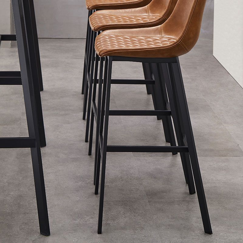 Scandinavian Restaurant Footrest Stool Matte Finish Leather Barstool