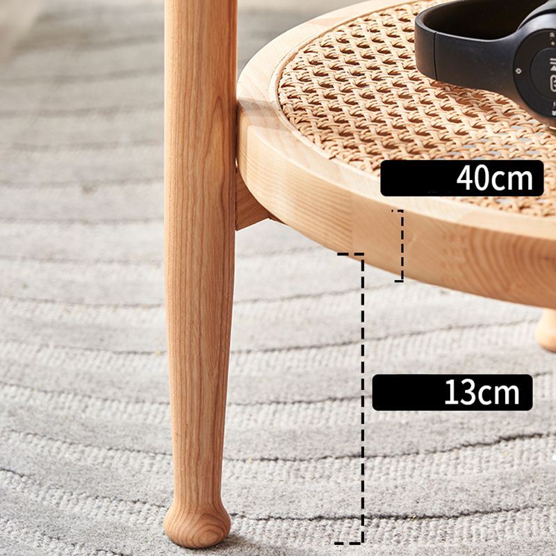 Tropical Round Cocktail Table Glass Top Coffee Cocktail Table with Storage