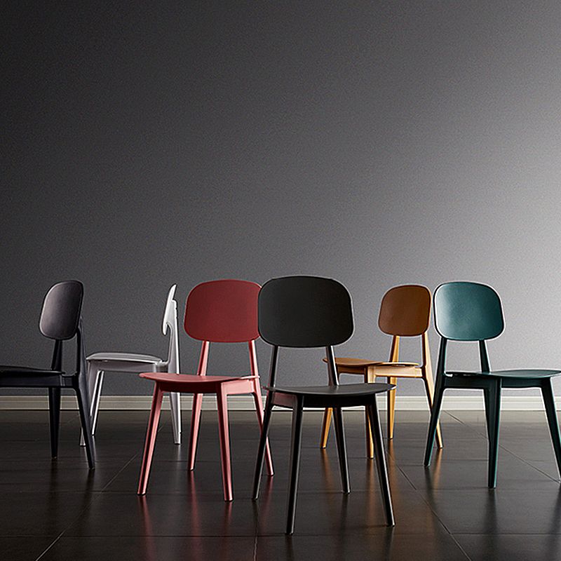 Scandinavian Plastic Armless Dining Chairs Open Back Side Chair (Set of 4)