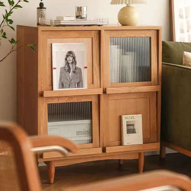 4 Doors 33"L Server Simple Style Wood Frame Buffet Server for Dining Room