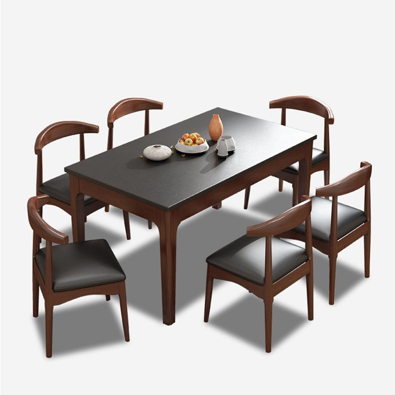 Contemporary Kitchen Dinner Table Rectangle Stone 4 Legs Dining Table
