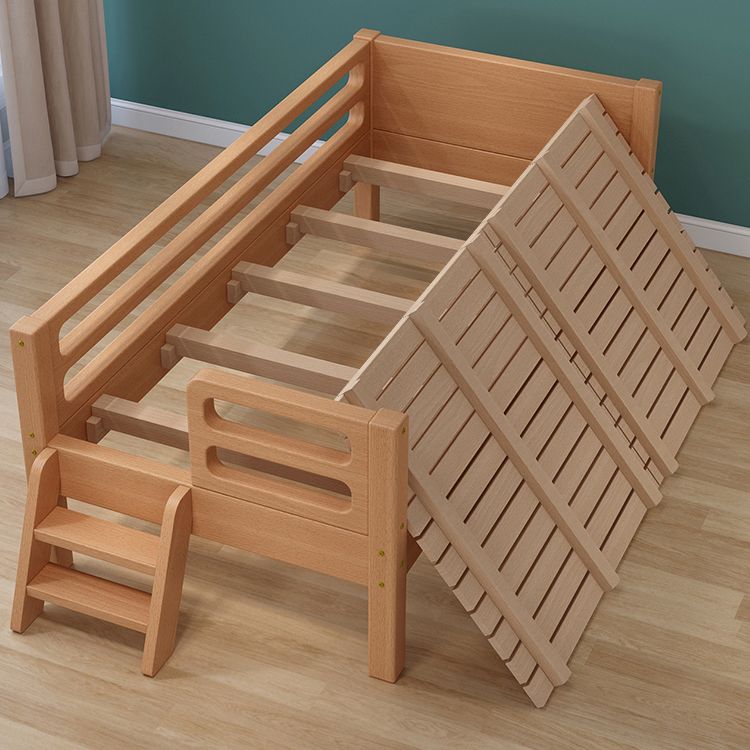 Luxurious Style Solid Wood Nursery Bed in Nature with Guardrail