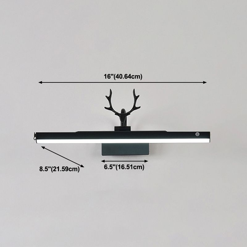 Illuminazione vanity lineare in stile moderno metallo 1 luci di applizia di vanità luce