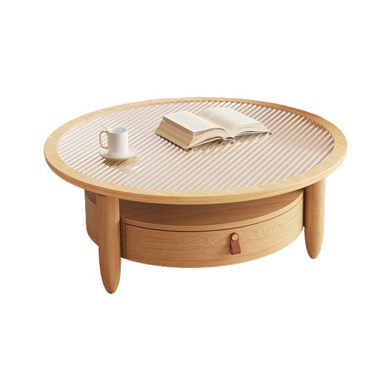 Contemporary Coffee Table Set Round Coffee Cocktail Table with Drawer