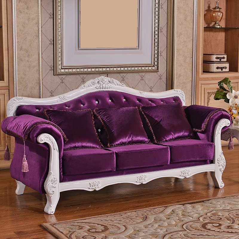 Traditional Tufted Rolled Arm Settee Slipcovered Sofa for Three People