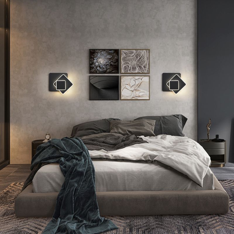 Nordic Style Metal Wall Light Geometric Rotatable LED Wall Sconce for Bedroom