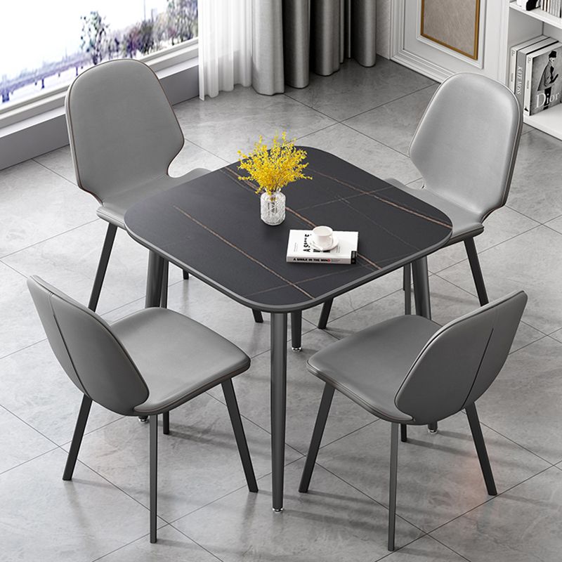 Modern Sintered Stone Dinner Table 4 Legs 31.2" Dining Table with Black Frame