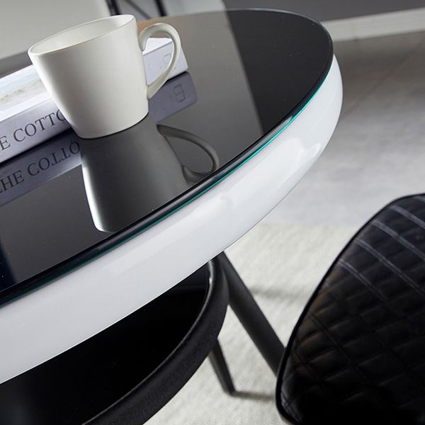 Modern Round Glass Desktop Storable Dining Table for Dining Room