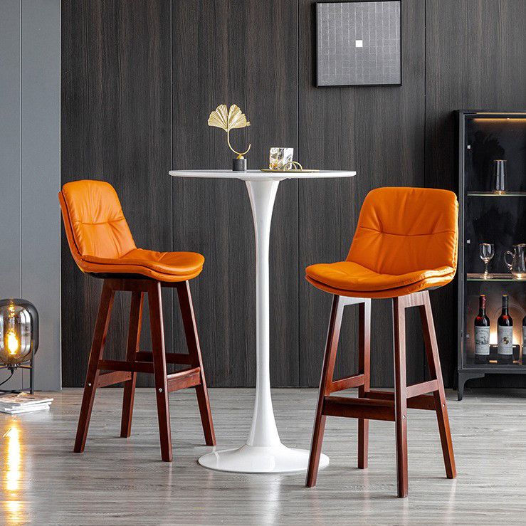 Modern Wood Kitchen Dining Room Armless Stool Low Back Bar Stool