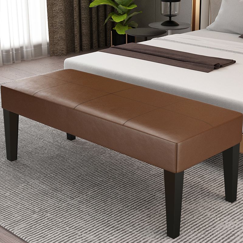 Modern Cushioned Seating Bench Rectangle Backless Bedroom Bench