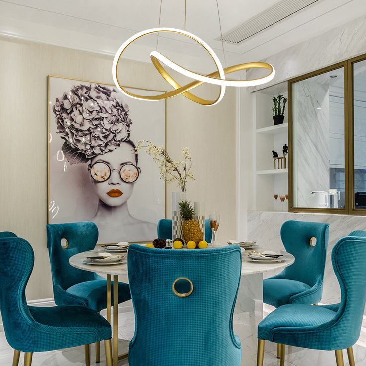 Gold Metal Hanging Pendant Lights Contemporary Hanging Lamps for Dining Room