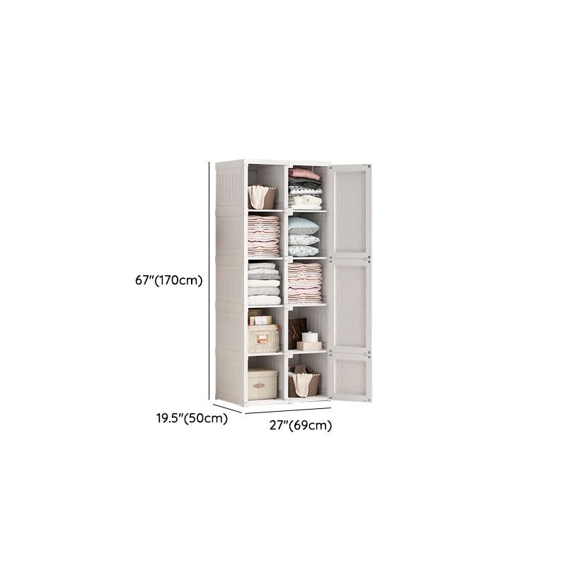 White Freestanding Plastic Wardrobe Foldable Wardrobe with Shelves