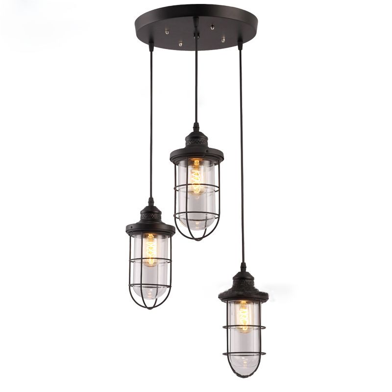3 Cage lumineuse Loute de plafond suspendu industriel Films de pendentif métallique pour restaurant