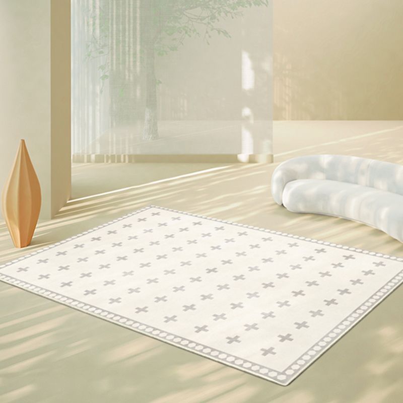 White  Modern Rug Polyester Circle Rug Non-Slip Backing Rug for Home Decor