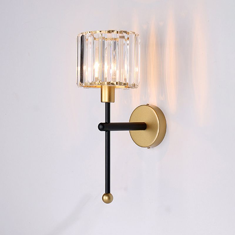 Crystal Cylinder Shape Wall Light Modern Style 1 Light Wall Light Sconce