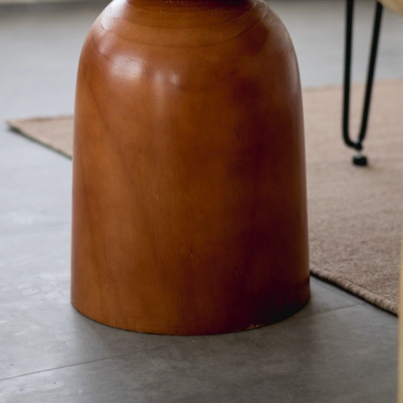 Scandinavian Round Wood Top Side Table 17.71" Tall Pedestal End Table