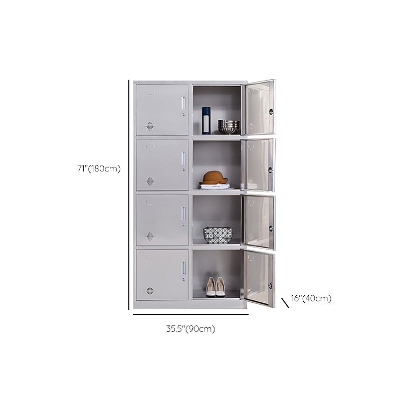 Silver Hinged Door Storage Cabinet Contemporary Stainless Steel Indoor Cabinet