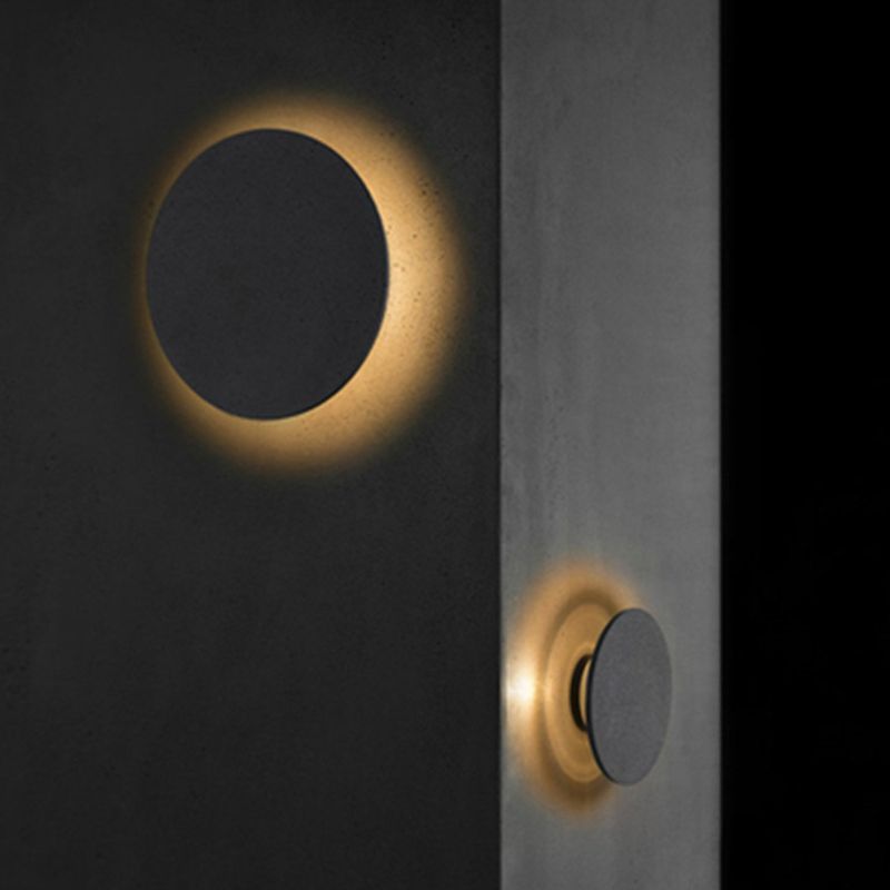 Platte ronde led wand gemonteerd verlichting eenvoud cement slaapkamer wand sconce in grijs