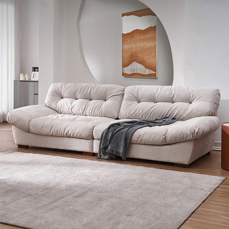 Modern White Cushions Armless Living Room Faux Leather Seating
