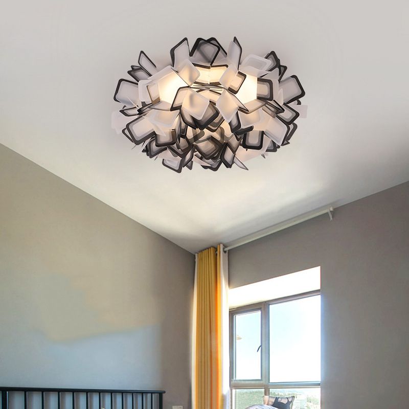 Art Deco Sinuous Flushmount Light with Acrylic Shade Led Bedroom Flush Lighting
