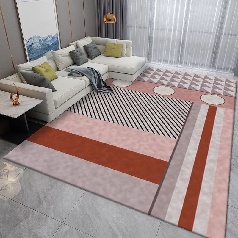 Grey Striped Rug Polyester Gorgeous Rug Washable Rug for Home Decor