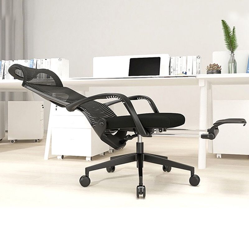 Modern Fixed Arms Desk Chair Adjustable Seat Height Chair with Wheels