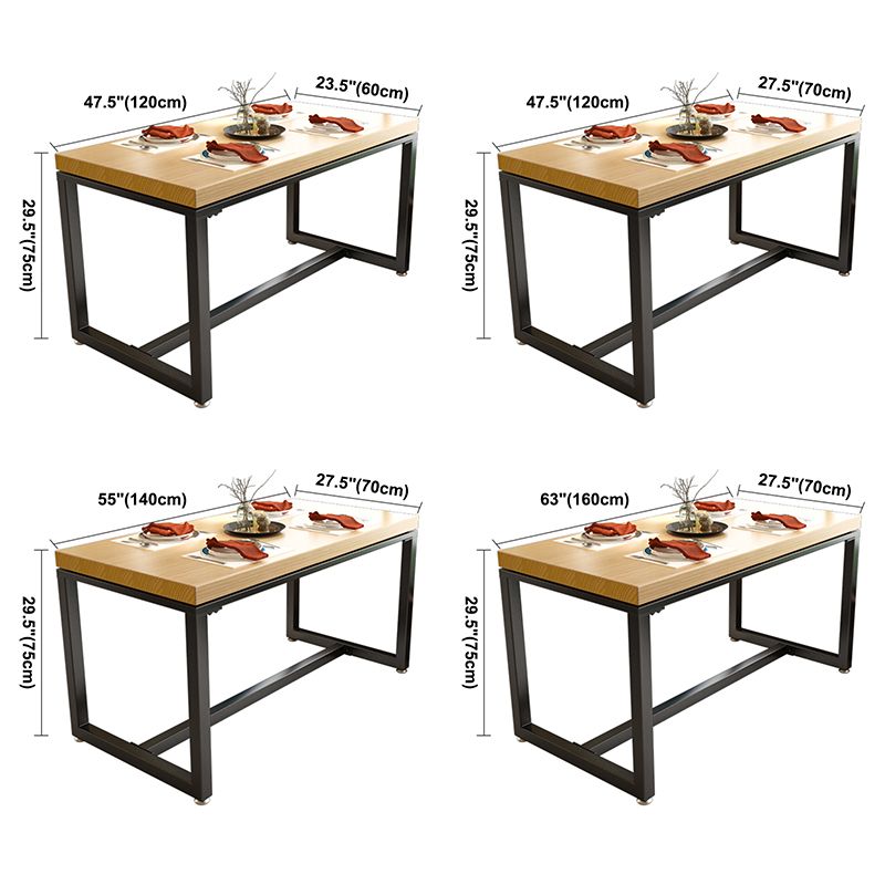 Table à manger en bois massif de style industriel table de rectangle marron avec cadre noir pour salle à manger