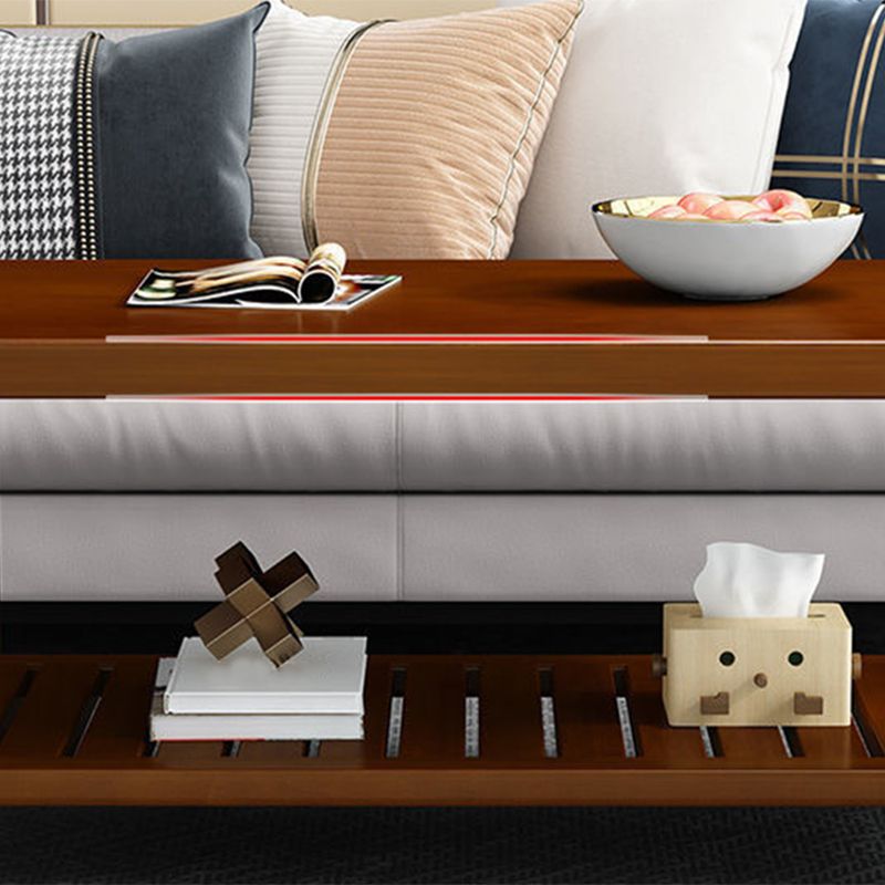 Nordic Style Coffee Table with Rectangular Solid Wood Base 4 Legs