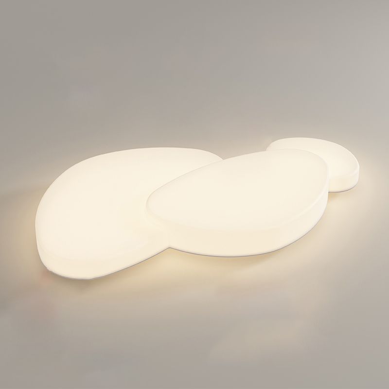 Modern Metal Flush Mount Geometric Shape Ceiling Light with Plastic Shade for Living Room