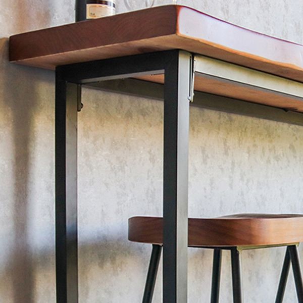 Solid Wood Bar Dining Table Specialty Brown Bar Height Cocktail Table with Sled Base