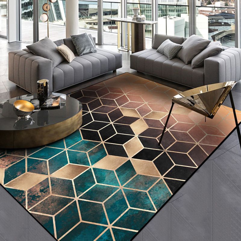 Hedendaags modern tapijt kleurrijke geometrie diamant patroon tapijten polyester wasbaar tapijt voor woningdecoratie