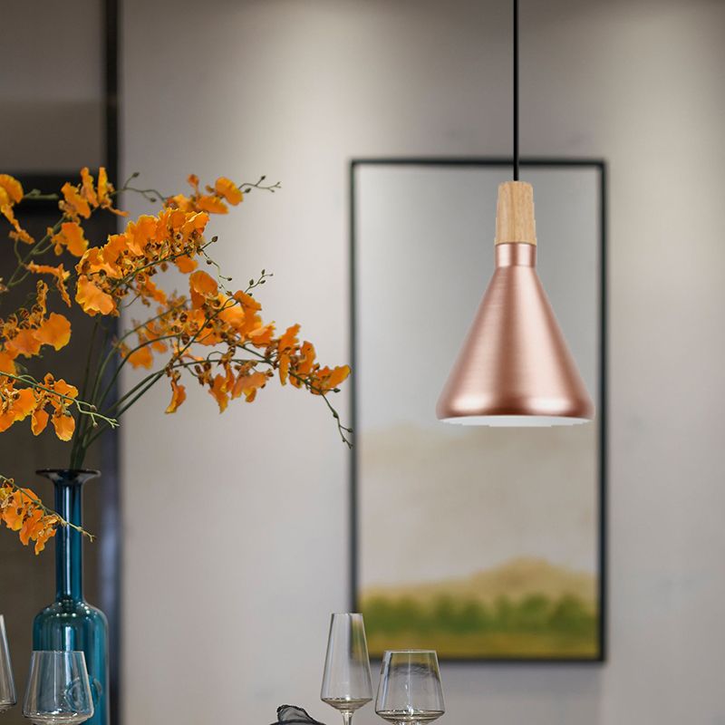 Roségold -Pyramiden -Anhängerlampe 1 Kopf Moderne Aluminium Hanging Lampe für den Untersuchungsraum