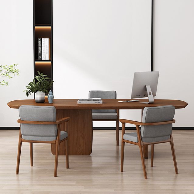Ovaal dennen vaste houten tafel eenvoud eetkamer collectie met dubbele voetstuk