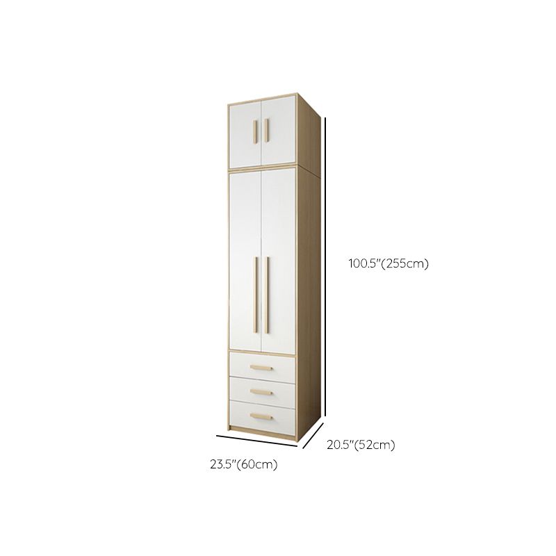 Hinged Wardrobe Armoire with Garment Rod Modern Wardrobe Cabinet for Home