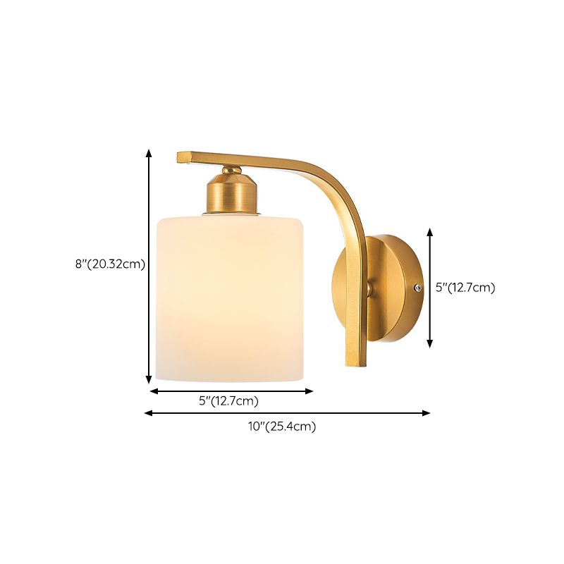 Modern Wall Sconce Metal Cylinder Shape Vanity Lamp with Glass Shade for Bathroom