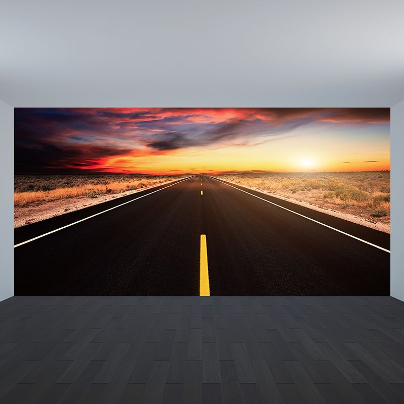 Modern Express Way Mural Non-Woven Stain Resistant Light Color Wall Art for Living Room