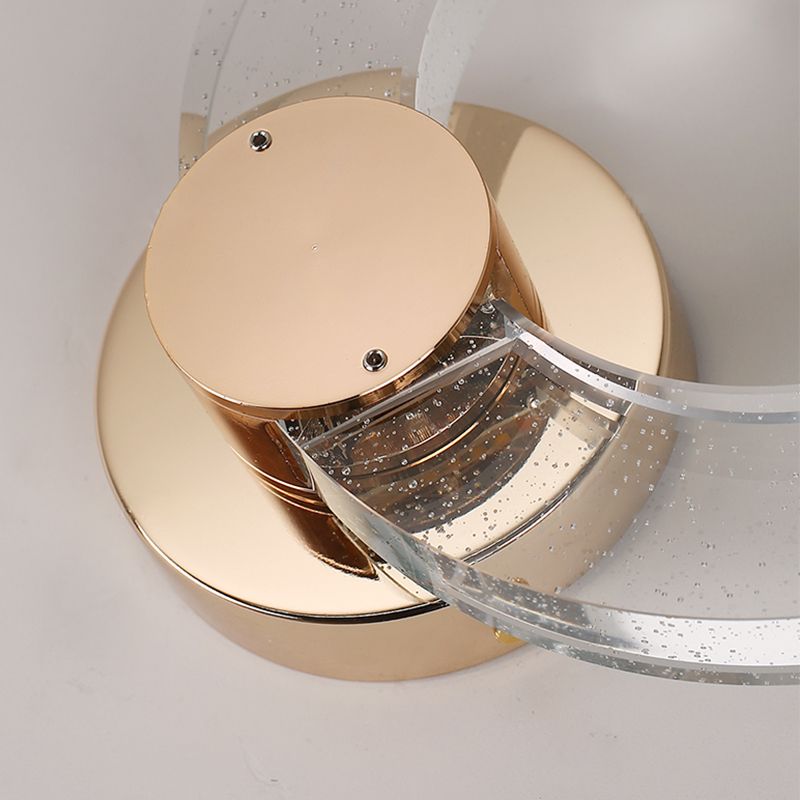 Gold Contemporary 1-Light LED Wall Sconce Circle Crystal Wall Mounted Light for Bedroom