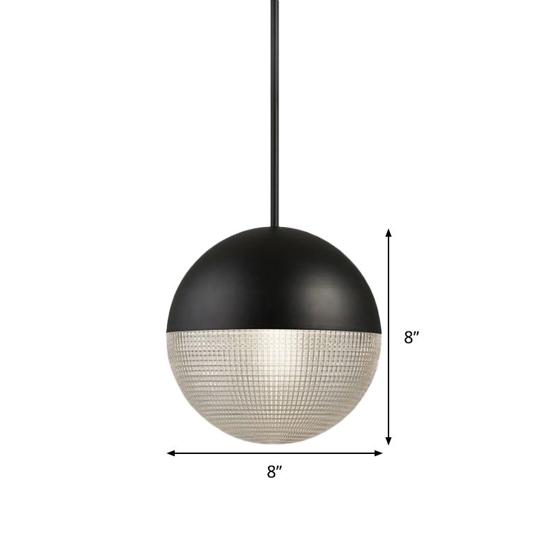 Clear Prismatic Glass Ball Hanging Lamp Contemporary 1 Bulb Pendant Ceiling Light in Black/Gold for Bedroom