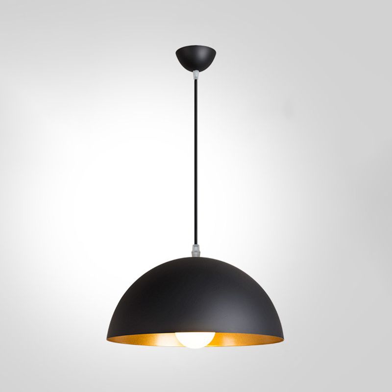 Black and Gold Inner Geometric Pendant Industrial Retro Metal 1-Light Bistro Hanging Light