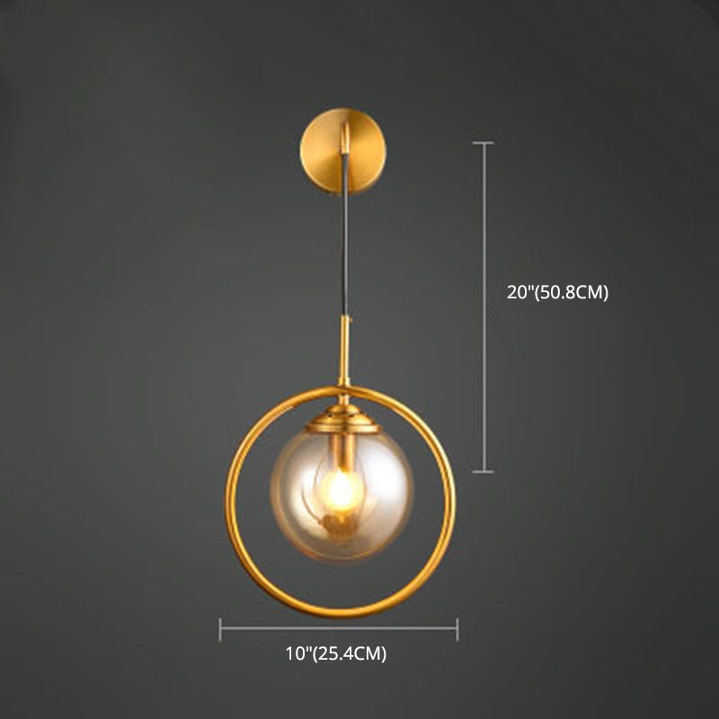 Modern Sphere Shade Wall Lighting Glass 1 Head Indoor Wall Lighting