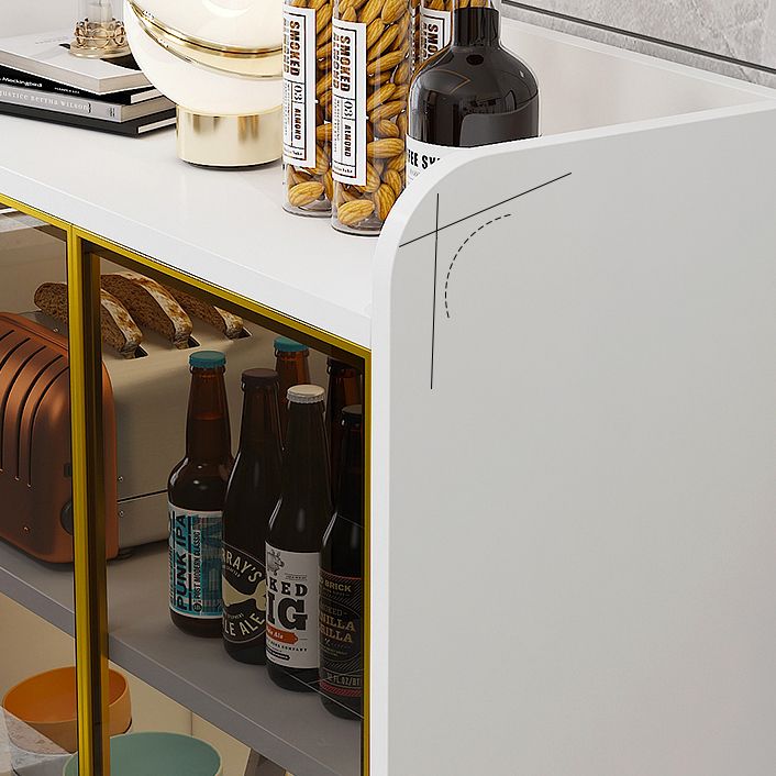 Glam Style Sideboard Engineered Wood Storage Dining Sideboard with Glass Door