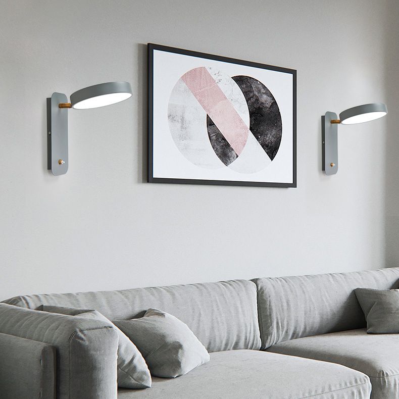 Modern Nordic LED Macaron Wall Lamp Wrought Iron Circular Wall Sconce with Acrylic Shade