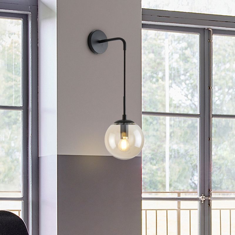 Modern Wall Sconce Ball Shape Metal Vanity Lamp with Glass Shade for Bathroom