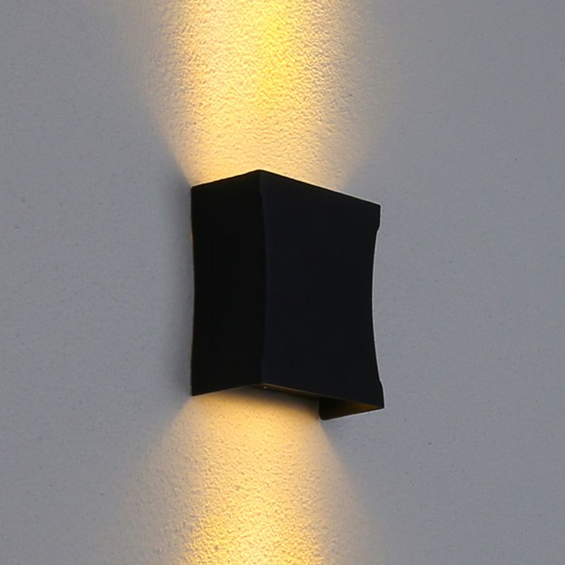 Modern Style Rectangular Wall Sconce Lighting Metal 2 Lights Wall Washer Sconce in Black