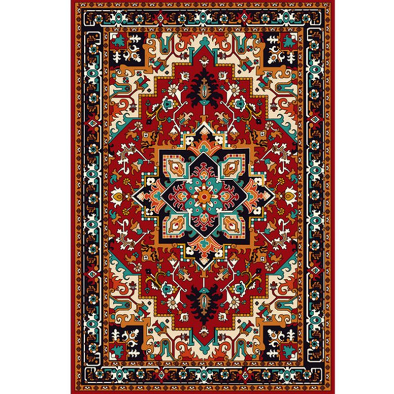 Einfarbiger Vintage-Teppich, Polyester-Teppich mit Blumendruck, rutschfeste Unterseite, Innenteppich für Wohnzimmer